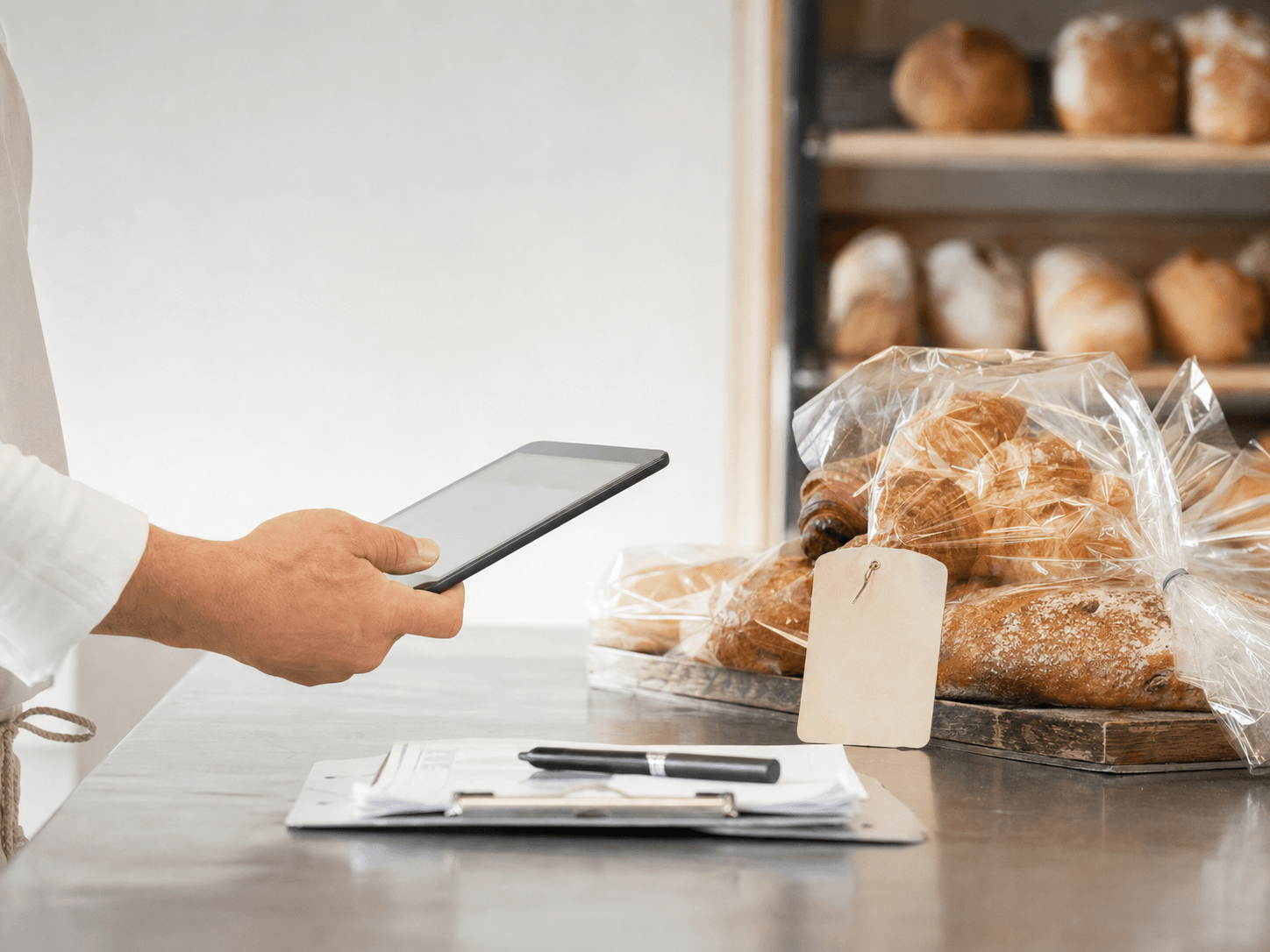 Produits étiquetés et contrôlés dans une boulangerie artisanale